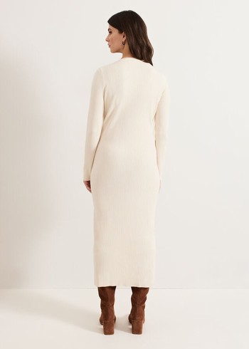 Phase Eight Ella Ribbed Dress Beige Canada | UQXGBZ-195